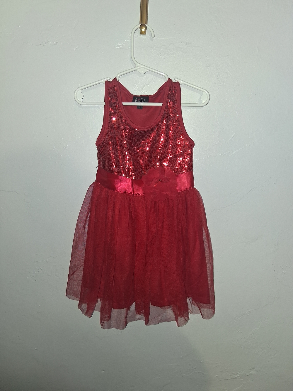 lilt Red Sequin Tulle Party Dress